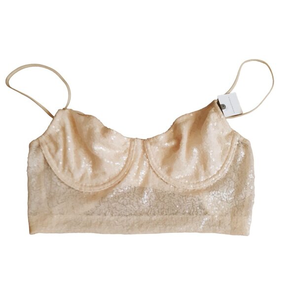 Anthropologie Bralette Top Sequins Sparkle NWT Size Medium - Picture 1 of 4